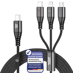 3-in-1 USB-C multi charging cable 120 cm